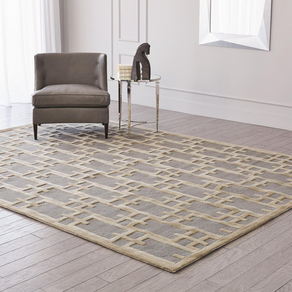 Global Views Link Geometric HandTufted Wool/Cotton Gray Area Rug Perigold